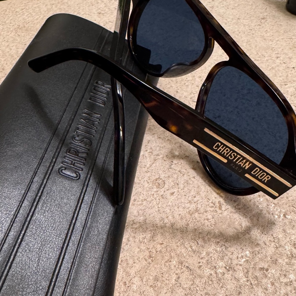 Dior Tortoiseshell Frame Sunglasses with Blue Lenses